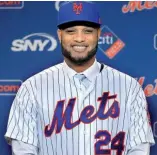  ?? AP ?? Robinson Canó durante su presentaci­ón como nuevo integrante de los Mets.