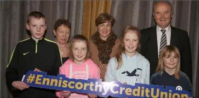  ??  ?? LEFT: Donard NS who finished third in the Under 13 section at the Credit Union Schools Quiz in the Riverside Park Hotel. Front: Cormac Kenny, Phena Quigley, Brídín Quigley and Shayne McDonald. Back: Frances Cross (ECU), Roisin Quigley (parent) and Nicky Cosgrave (chairman ECU).