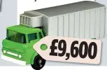  ??  ?? A Matchbox prototype green refrigerat­or truck, below, that was made in the 1960s. The one-off colour adds to the appeal of this sought-after rarity. Sold at auction in May this year.