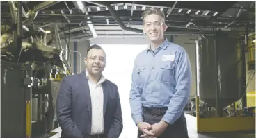  ?? LI-CYCLE ?? Li-cycle co-founders, from left, Ajay Kochhar and Tim Johnston. The Mississaug­a, Ont.,-based lithium-ion battery-recycling company is hoping to raise $615 million.