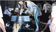  ??  ?? Lewis Hamilton leaves his car in the pits during the first practice session at the Circuit Paul Ricard in Le Castellet, southern France, ahead of the Formula One Grand Prix de France. — AFP photo