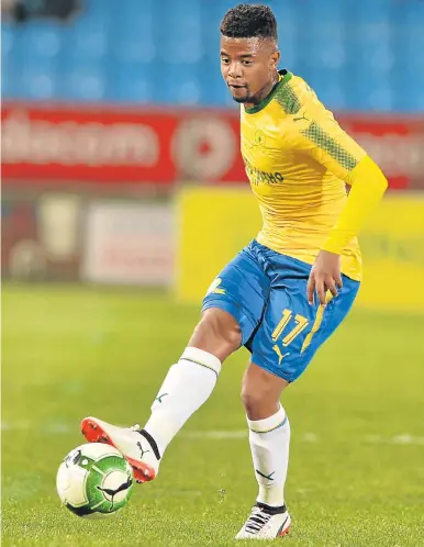  ?? Picture: LEFTY SHIVAMBU/GALLO IMAGES ?? EARLY START: George Lebese put Mamelodi Sundowns ahead in the third minute of the game against Polokwane City at the Peter Mokaba Stadium on Saturday, but the Limpopo side outscored Downs