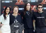 ??  ?? I giudici I quattro giudici di «X Factor», il talent che va in onda su Sky Uno al giovedì: da sinistra Levante (30 anni), Mara Maionchi (76), Manuel Agnelli (51) e Fedez (28)