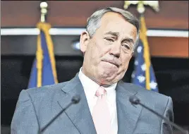  ??  ?? Squeezed: House Speaker John Boehner, who on Friday announced he’ll step down next month, faced hard-liners on both the left and the right.