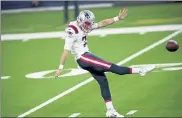  ?? KYUSUNG GONG / AP ?? Patriots punter Jake Bailey was named to his first Pro Bowl on Monday.