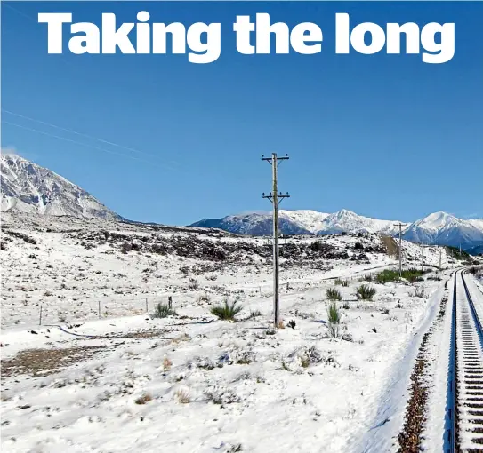  ??  ?? Go South on the last of three train rides across New Zealand, on the Tranz Alpine.