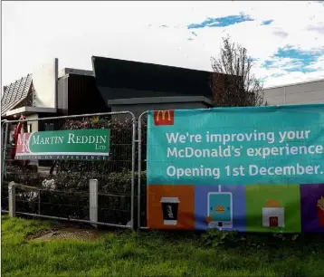  ??  ?? LEFT: How the revamped Wexford McDonald’s will look when it reopens to the public at the end of the month. ABOVE: The Drinagh restaurant and drive-through is currently closed as work continues.