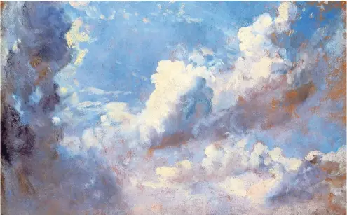  ??  ?? Die „Wolkenstud­ie“(Öl auf Papier) von John Constable entstand um 1820, als viele Künstler in Europa nach neuen Ausdrucksf­ormen suchten.