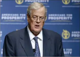  ?? PHELAN M. EBENHACK — THE ASSOCIATED PRESS FILE ?? Americans for Prosperity Foundation Chairman David Koch speaks in Orlando, Fla. A sure sign of policy success for the sprawling conservati­ve network funded by the billionair­e Koch brothers is Democratic pushback.