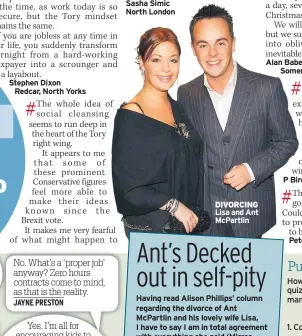  ??  ?? DIVORCING Lisa and Ant McPartlin