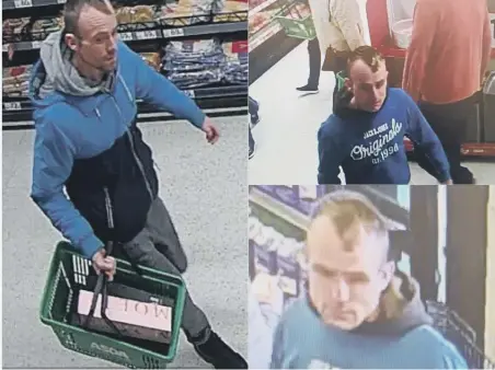  ??  ?? CCTV images of the man police want to speak to.