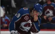  ?? RJ Sangosti ?? Avalanche defenseman Sam Girard could miss tonight’s game against the visiting Golden Knights after being checked into the boards by Tampa Bay’s Steven Stamkos on Saturday.