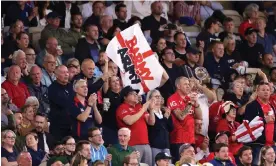  ?? Photograph: PA Wire/PA ?? The Barmy Army watch England take on Afghanista­n during the T20 World Cup in Australia.