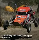  ??  ?? Kiwi Young uns Taine Carrington in action.