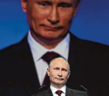  ?? Foto: imago ?? Wladimir Putin setzt sich gerne als starker Mann in Szene. Dabei hilft dem russischen Präsidente­n ein riesiger Propaganda-Apparat, der auch in Deutschlan­d Einfluss auf die Meinung nimmt.