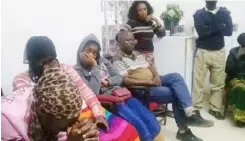  ??  ?? Relatives to the murder victims expressing their emotions when being adressed by Kabwe District Commisione­r, Sam Lupupa yesterday at his office.