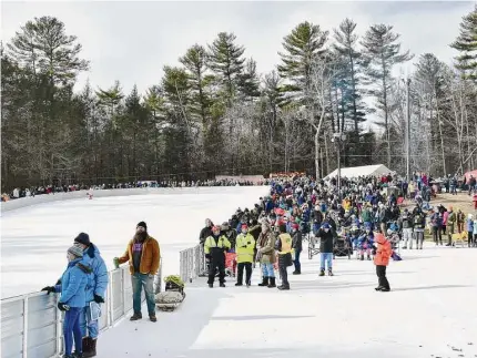  ?? Lara Green-Kazlauskas / For Hearst Connecticu­t Media ?? Satre Hill in Salisbury held its annual Jumpfest ski event Saturday and Sunday, attracting competitor­s and plenty of residents to cheer them on.
