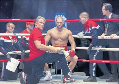 ??  ?? Dolph Lundgren, left, and Florian Munteanu in Creed II.