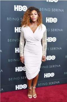  ?? — AFP photo ?? Serena Williams attends the HBO New York Premiere of ‘Being Serena’ at Time Warner Center in New York City in this April 25 file photo.