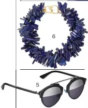  ??  ?? 5 1. Eddie Borgo earrings, ` 36,000 (approx).
2. Gucci shoes, price upon request.
3. Burberry bag, price upon request.
4. Salvatore
Ferragamo pants, price upon request.
6 5. Dior shades, price upon request.
6. Kenneth Jay Lane necklace,
` 31,600...