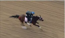  ?? CHARLIE RIEDEL THE ASSOCIATED PRESS ?? Kentucky Oaks entrant Sassy Sienna runs during a morning workout for Oaks and Kentucky Derby entrants at Churchill Downs on Wednesday.