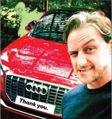  ??  ?? ALL SMILES: James McAvoy told his 4million social media followers that his Audi was a ‘lovely motor’; Douglas Booth took his to Glastonbur­y and Gugu Mbatha-Raw cheerfully posed behind the wheel