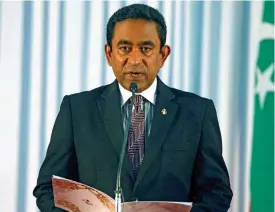  ??  ?? Maldives President Abdulla Yameen filed a legal challenge against his recent landslide election defeat