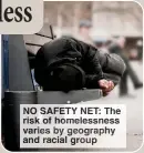  ?? ?? NO SAFETY NET: The risk of homelessne­ss varies by geography and racial group