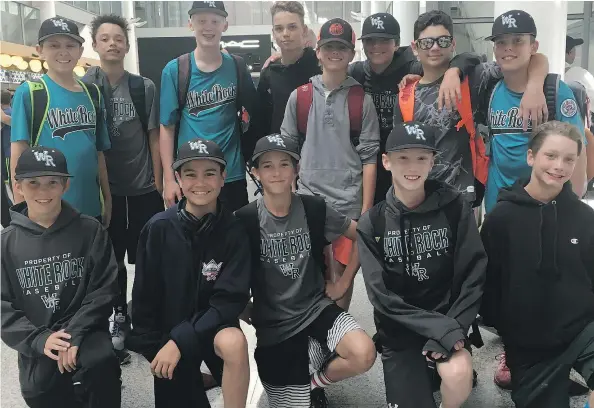  ?? — RYAN HEFFLICK ?? Members of the White Rock team were in transit Sunday, headed to the Little League World Series in Williamspo­rt, Penn.