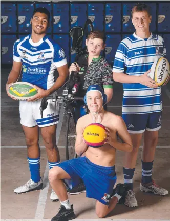  ?? Picture: EVAN MORGAN ?? ACTIVE EDUCATION: Jacob Fowler (front), 15, with Jamal Shibasaki, 15, Drew Roberts, 14, and Lloyd Kennedy, 16, are ready for every type of sport.