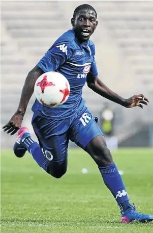  ?? / SYDNEY MAHLANGU/ BACKPAGE ?? Aubrey Modiba scored when Supersport United held TP Mazembe to a 22 draw in the DRC at the weekend.