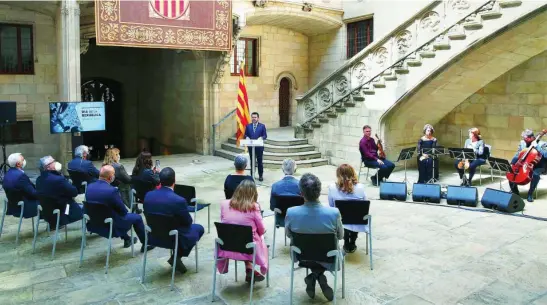  ?? EFE ?? Pere Aragonès, en el discurso de ayer ante algunas autoridade­s