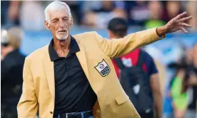  ?? Photograph: Icon Sports Wire/Corbis/Icon Sportswire/Getty Images ?? Ray Guy is introduced before the Pro Football Hall of Fame exhibition football game in 2014.