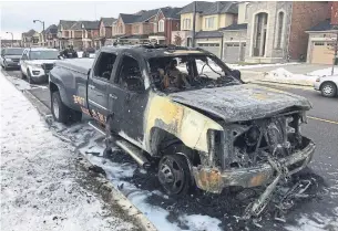  ?? LISA QUEEN TORSTAR FILE PHOTO ?? Fire destroyed this tow truck Feb. 4 in Aurora. Violence in the towing industry largely goes unreported, but police had identified 150 incidents by the time “Project Platinum” began.