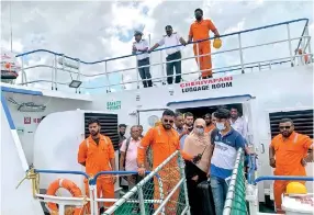  ?? ?? “Cheriyapan­i”, the new ferry from Kankesanth­urai (KKS) in Jaffna to Nagapattin­am in India can seat 150 passengers