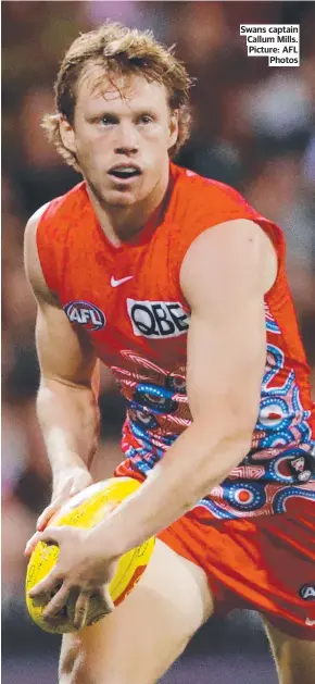  ?? ?? Swans captain Callum Mills. Picture: AFL Photos