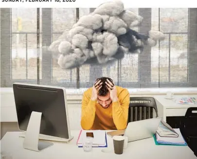  ??  ?? People often get angry over things that happen outside the office and are inevitably forced to carry that dark cloud with them around the office.