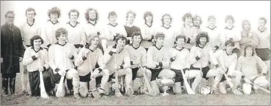  ??  ?? The Maynooth team that won the Fitzgibbon Cup in 1974, Fachtna O’Driscoll 3rd from the right, back row and Gussie O’Driscoll is third from the left, front row. The lid of the Fitzgibbon Cup was presented with the cup when Maynooth won the trophy for the first time in Pearse Stadium in Galway in 1973. It went missing later on that evening and has never been found since, nor replaced!