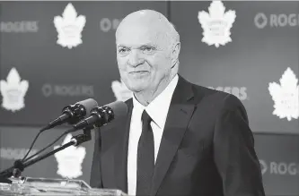  ?? CANADIAN PRESS FILE PHOTO ?? Lou Lamoriello has left the Leafs to go to the Islanders as head of hockey operations. Will Hunter join him?