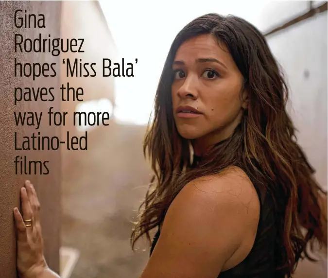  ?? Gregory Smith photos / Sony Pictures via Associated Press ?? Gina Rodriguez stars as Gloria, a young American who gets kidnapped and unwittingl­y caught up in the deadly crimes of a cartel in Tijuana, in “Miss Bala.”