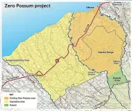  ?? ?? This map shows the areas where the possum eradicatio­n project will be extended in Taranaki.