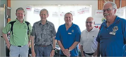  ??  ?? Support shown: From left, Mark Barnett, Matamata Golf Club captain; Robbie Pearson, IHC Waikato South Associatio­n chair; Warren Feek, Lions Club President; Richie Smyth, Ports of Auckland Golf co-ordinator and Murray Davidson, Matamata Lions.