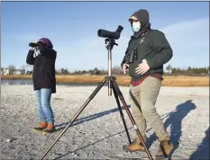  ?? Brian A. Pounds / Hearst Connecticu­t Media ?? Audubon habitat steward Stefan Martin leads a bird walk at the Audubon Coastal Center in Milford on Dec. 3.