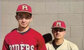  ?? Roosevelt High School ?? SENIOR PITCHER Lino Zepeda (3) and junior catcher Matias Nolasco have led their Roosevelt High teammates into the City Section Open Division playoffs.