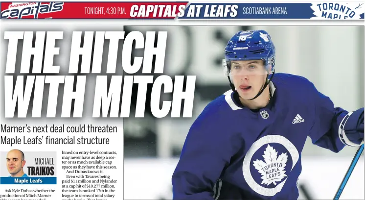  ?? DAVE ABEL/POSTMEDIA NEWS ?? Mitch Marner, who is in the final year of his entry-level contract and has become a top-10 scorer this season with a team-leading 61 points in 43 games, has complicate­d the Maple Leafs financial situation, writes Michael Traikos.