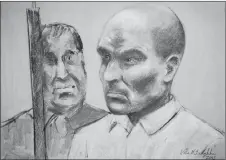  ?? CP PHOTO ?? Bertrand Charest is seen in a court drawing during a bail hearing.