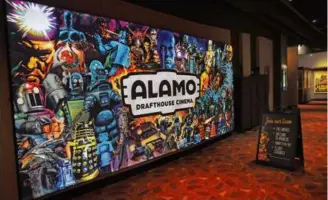  ?? PHOTOS BY DAVID L. RYAN/GLOBE STAFF ?? Exterior and interior views of Alamo Drafthouse Cinema, in the Seaport.