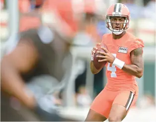  ?? DAVID DERMER/AP ?? Deshaun Watson will serve an 11-game suspension and pay a $5 million fine rather than risk missing his first season as quarterbac­k of the Browns following accusation­s of sexual misconduct while he played for the Houston Texans.