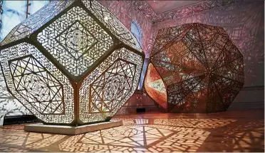  ??  ?? Filipchuk and Beaulieu’s works, which are inspired by Leonardo DaVinci’s polyhedron drawings, the first to draw complex shapes in perspectiv­e, to see both inside and outside angles. — AFP