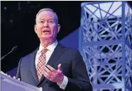  ?? [THE OKLAHOMAN ARCHIVES] ?? Former Oklahoma City Mayor Mick Cornett gives a state of the city address at the Cox Convention Center in 2018. Cornett is joining Oklahoma City-based Jones PR in an executive counsel role.